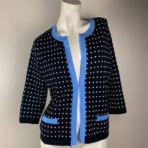 TALBOTS petite medium sweater open cardigan dots cotton open front